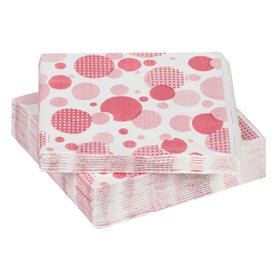 Χαρτοπετσέτες Λευκές Ροζ Πουά 33x33 cm - 25 τμχ.