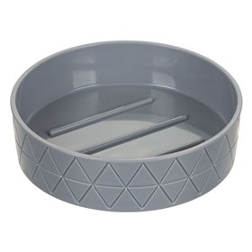 Θήκη Σαπουνιού Πλαστική Στρογγυλή Γκρι Γραμμικό Σχέδιο 11 cm