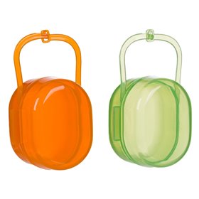 Θήκες Πιπίλας Πλαστικές Πράσινο Πορτοκαλί 5x7x7 cm - 2 τμχ.