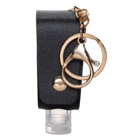 Μπουκάλι Αντισηπτικού Μπρελόκ Δερμάτινη Θήκη Μαύρη 30 ml