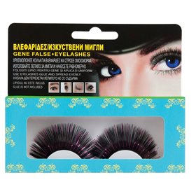 Βλεφαρίδες Μαύρες Φούξια Ασύμμετρες Μακριές