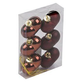 Σετ Χριστουγεννιάτικα Στολίδια Καρδιές Καφέ Ματ Γυαλιστερές 5 cm - 6 τμχ.