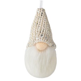Στολίδι Χριστουγεννιάτικου Δέντρου Άγιος Βασίλης Gnome Λευκό Εκρού Πλεκτό Σκουφί 5x10cm Στολίδι Χριστουγεννιάτικου Δέντρου Άγιος Βασίλης Gnome Λευκό Εκρού Πλεκτό Σκουφί 5x10cm