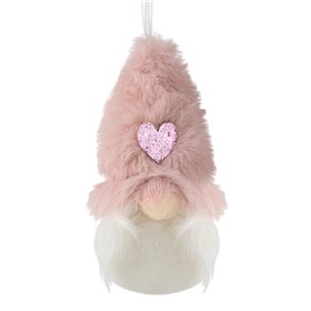 Στολίδι Χριστουγεννιάτικου Δέντρου Άγιος Βασίλης Gnome Λευκός Ροζ Γούνα Καρδιά Παγιέτες 6x11cm Στολίδι Χριστουγεννιάτικου Δέντρου Άγιος Βασίλης Gnome Λευκός Ροζ Γούνα Καρδιά Παγιέτες 6x11cm
