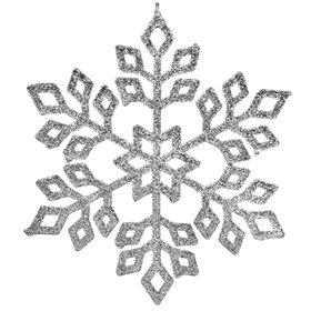 Χριστουγεννιάτικο Στολίδι Δέντρου Νιφάδα Ασημί Glitter 15 cm