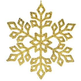 Χριστουγεννιάτικο Στολίδι Δέντρου Χιονονιφάδα Χρυσή Glitter 15 cm