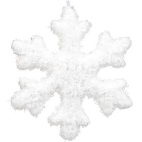 Χριστουγεννιάτικο Στολίδι Δέντρου Αφρώδης Λευκή Χιονονιφάδα Glitter 14 cm