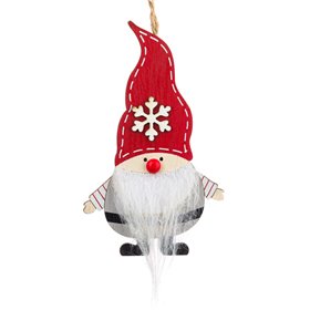 Χριστουγεννιάτικο Στολίδι Δέντρου Ξύλινος Νάνος Κόκκινο Σκουφί 13 cm