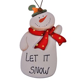 Χριστουγεννιάτικο Στολίδι Δέντρου Vintage Ξύλινος Χιονάνθρωπος &quotLet It Snow&quot 8.5 cm