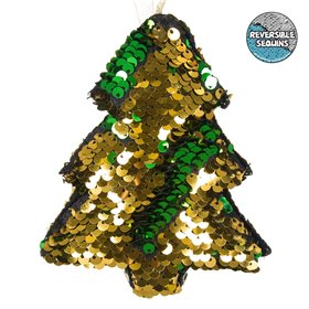 Χριστουγεννιάτικο Στολίδι Δέντρου Δέντρο Παγιέτες Χρυσό Πράσινο 12 cm