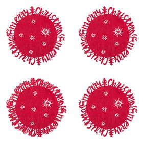 Χριστουγεννιάτικα Σουβέρ Τσόχινα Κόκκινα "Merry Christmas" 12cm - 4 τμχ. Χριστουγεννιάτικα Σουβέρ Τσόχινα Κόκκινα "Merry Christmas" 12cm - 4 τμχ.