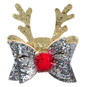 Χριστουγεννιάτικο Κλιπ Μαλλιών Φιόγκος Τάρανδος 6 cm Χριστουγεννιάτικο Κλιπ Μαλλιών Φιόγκος Τάρανδος 6 cm