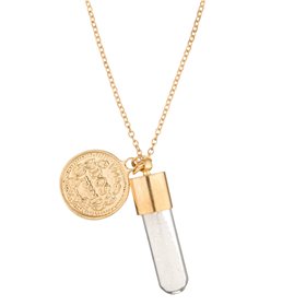 Κολιέ Γυναικείο Χριστουγεννιάτικο Χρυσό Charm &amp Μπουκαλάκι