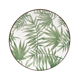 Πιατάκι Γλυκού Πορσελάνη Λευκό με Πράσινα Φύλλα 15.5cm