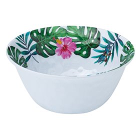 Μπολ Σερβιρίσματος Μελαμίνης Λευκό Τροπικά Φύλλα 370 ml