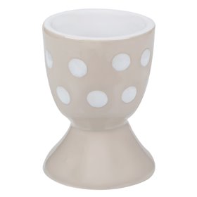 Αυγοθήκη Κεραμική Λευκή Μπεζ Πουά 7 cm