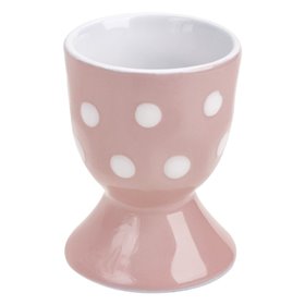 Αυγοθήκη Κεραμική Λευκή Ροζ Πουά 4.5x6.5 cm