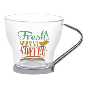 Φλιτζάνι Καφέ Γυάλινο Μεταλλικό Χερούλι Βάση 85 ml