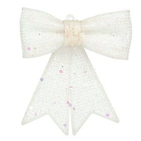 Χριστουγεννιάτικος Διακοσμητικός Φιόγκος Λευκός Ιριδίζον Glitter 10 cm Χριστουγεννιάτικος Διακοσμητικός Φιόγκος Λευκός Ιριδίζον Glitter 10 cm