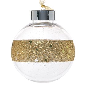 Χριστουγεννιάτικο Στολίδι Δέντρου Μπάλα Διάφανη Χρυσό Glitter 8 cm