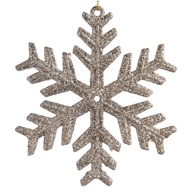 Χριστουγεννιάτικο Στολίδι Δέντρου Xιονονιφάδα Σαμπανί Glitter 10 cm