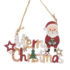 Χριστουγεννιάτικο Στολίδι Δέντρου Ξύλινο Merry Christmas Άγιος Βασίλης 11 cm