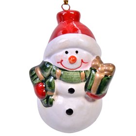 Χριστουγεννιάτικο Στολίδι Δέντρου Κεραμικό Χιονάνθρωπος 7 cm Χριστουγεννιάτικο Στολίδι Δέντρου Κεραμικό Χιονάνθρωπος 7 cm