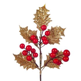 Χριστουγεννιάτικο Κλαδί Γκι Χρυσό Berries 28 εκ.