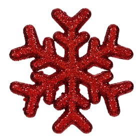 Χριστουγεννιάτικο Διακοσμητικό 3D Αυτοκόλλητο Αφρώδη Χιονονιφάδα Κόκκινη 15 cm