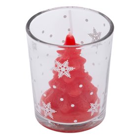Χριστουγεννιάτικο Ποτήρι Κερί Κόκκινο Έλατο 5.5x7 cm