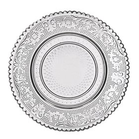 Πιάτο Σερβιρίσματος Γλυκού Γυάλινο Διάφανο Σκάλισμα 15cm