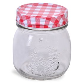 Βαζάκι Γυάλινο Μεταλλικό Καρό Καπάκι 250 ml