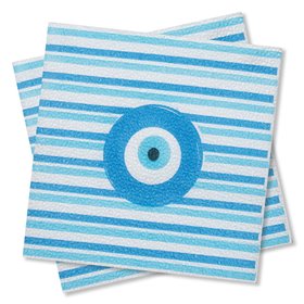 Χαρτοπετσέτες Λευκές Μπλε Ριγέ Γαλάζιο Μάτι 28x28 cm - 50 τμχ.