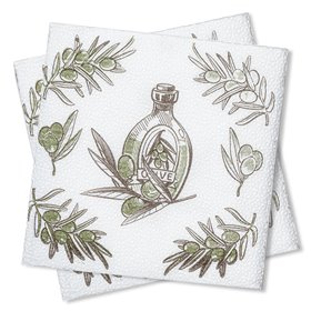 Χαρτοπετσέτες Λευκές Σχέδιο Ελιές 28x28 cm - 50 τμχ