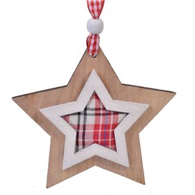 Χριστουγεννιάτικο Στολίδι Δέντρου Ξύλινο Αστέρι Kαρό 10 cm 