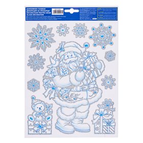 Χριστουγεννιάτικα Αυτοκόλλητα Διακοσμητικά Άγιος Βασίλης Δώρα Νιφάδες Σιέλ Ασημί Glitter 22x32cm Χριστουγεννιάτικα Αυτοκόλλητα Διακοσμητικά Άγιος Βασίλης Δώρα Νιφάδες Σιέλ Ασημί Glitter 22x32cm