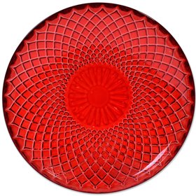 Πιάτο Σερβιρίσματος Γλυκού Γυάλινο Κόκκινο 15cm