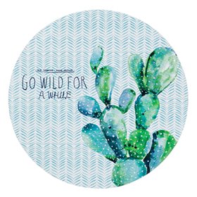 Σουβέρ Καλοκαιρινό Ξύλινο Στρογγυλό Κάκτος 11 cm