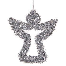 Χριστουγεννιάτικο Στολίδι Δέντρου Άγγελος Ασημί Tinsel 9 cm