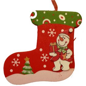 Χριστουγεννιάτικο Στολίδι Δέντρου Ξύλινη Μπότα Χιονάνθρωπος 7 cm