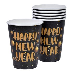 Χριστουγεννιάτικα Ποτήρια Χάρτινα Happy New Year 270ml - 6 τμχ.