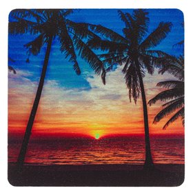 Σουβέρ Καλοκαιρινό Ξύλινο Ηλιοβασίλεμα Παραλία 11x11 cm