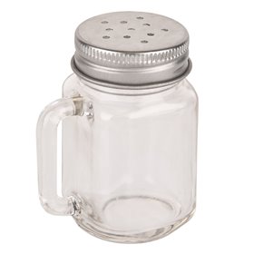 Βαζάκι Γυάλινο Αλατιέρα Μεταλλικό Καπάκι Χερούλι 30 ml.