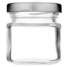 Βαζάκι Γυάλινο Στρογγυλό Μεταλλικό Καπάκι 55 ml.