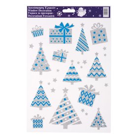 Χριστουγεννιάτικα Αυτοκόλλητα Διακοσμητικά Δέντρα Δώρα Μπλε Ασημί Glitter 20x30cm Χριστουγεννιάτικα Αυτοκόλλητα Διακοσμητικά Δέντρα Δώρα Μπλε Ασημί Glitter 20x30cm