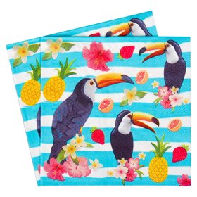 Χαρτοπετσέτες Ριγέ Τροπικά Πουλιά 33x33 cm - 20 τμχ.