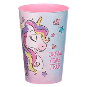 Ποτήρι Πλαστικό για Κορίτσι Ροζ Μονόκερος 340 ml