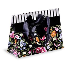 Τσάντα Δώρου Mίνι Χάρτινη Λουλούδια Φιόγκος 14x11x6 cm
