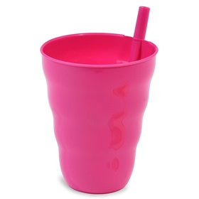 Ποτήρι Πλαστικό Ενσωματωμένο Καλαμάκι Φούξια 250ml