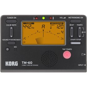 Korg Χρωματικό Κουρδιστήρι / Μετρονόμος TM-60 σε Μαύρο Χρώμα